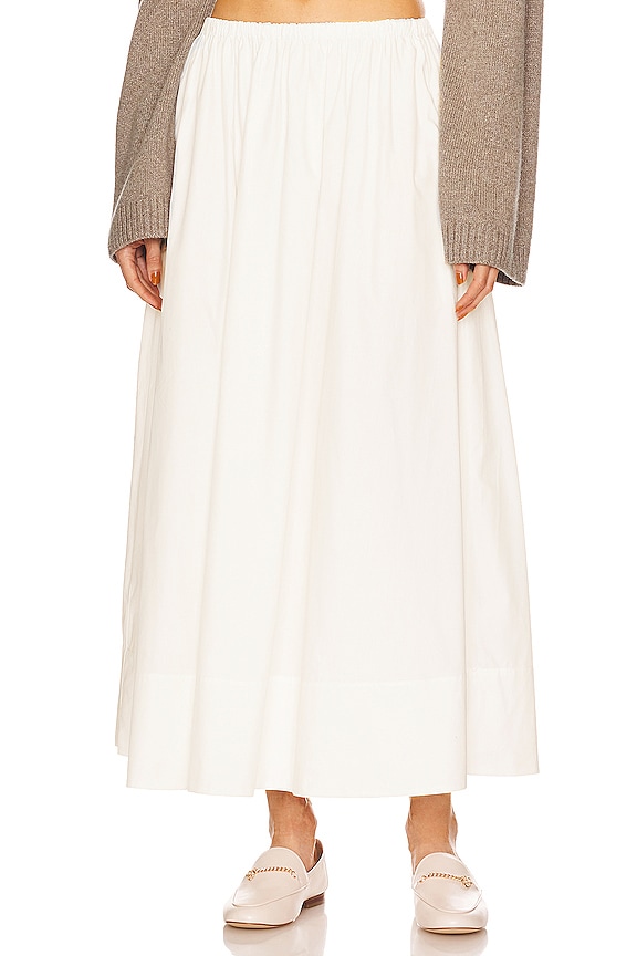 Helsa Cotton Poplin Midi Skirt in White | REVOLVE