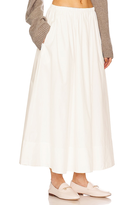 view 2 of 4 Cotton Poplin Midi Skirt in White