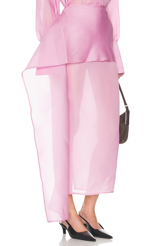 view 2 of 6 The Silk Gazar Skirt With Drape in Ash Rose