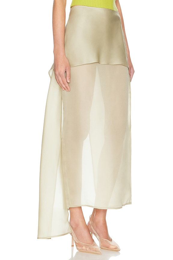 view 2 of 6 The Silk Gazar Skirt With Drape in Stone
