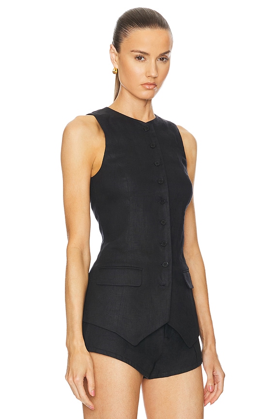 view 2 of 4 Linen Button Tunic in Black