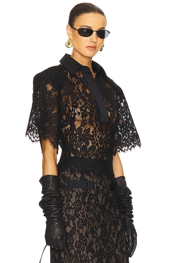 view 2 of 4 The Lace Shirt With Shoulder Pad in Black