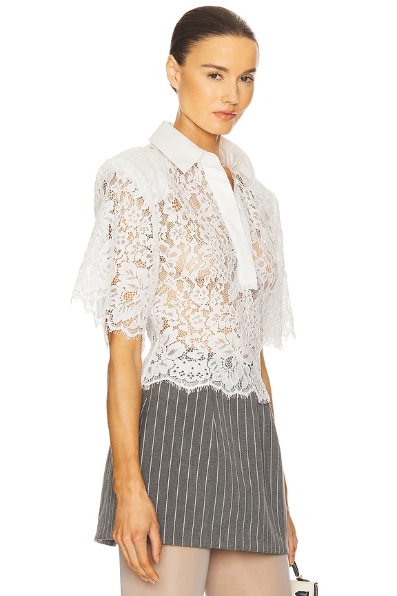 view 2 of 4 The Lace Shirt With Shoulder Pad in White