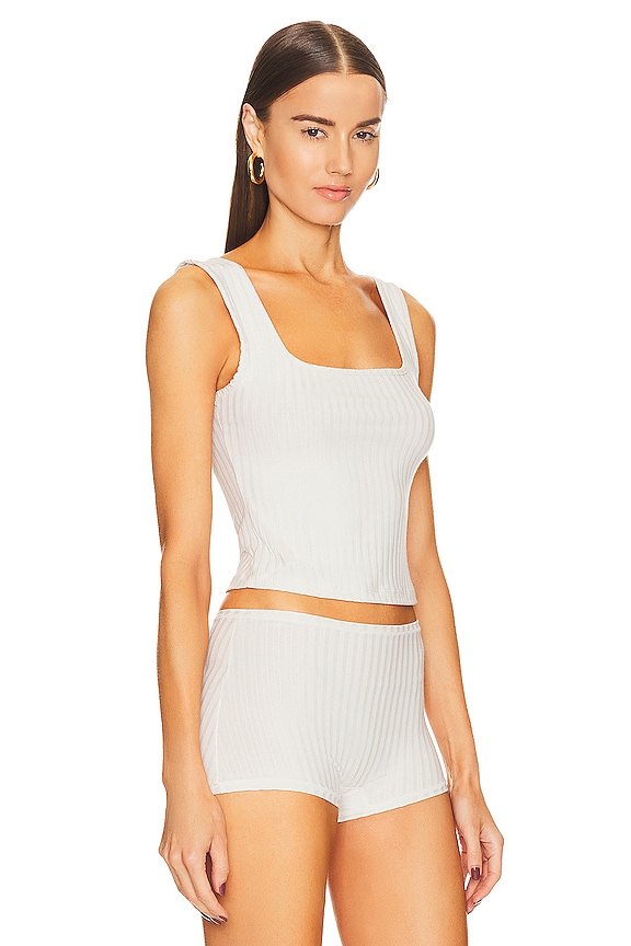 view 2 of 4 Rib Square Tank in Bone in White