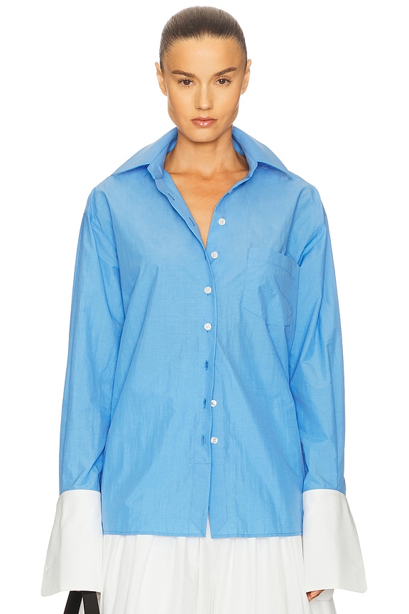 view 2 of 5 Classic Oversized Shirt in Tech Poplin in Classic Blue
