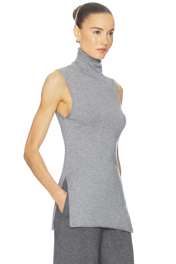 view 2 of 4 Kerstin Sleeveless Turtleneck in Light Heather Grey