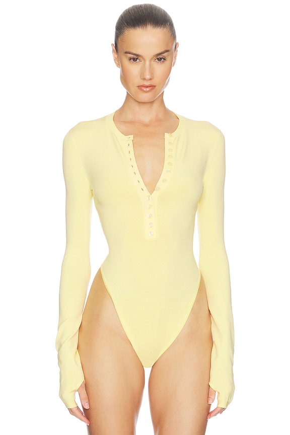 view 2 of 5 Bronya Knit Bodysuit in Pale Yellow