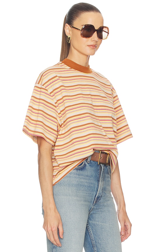 view 2 of 5 T-SHIRT THE BOXY in Brown Stripe