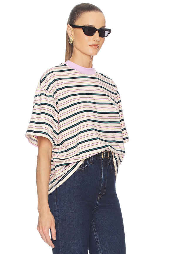 view 2 of 5 T-SHIRT THE BOXY in Pink And Navy Stripe