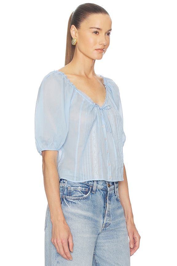 view 2 of 4 Voile Peasant Blouse in Light Blue