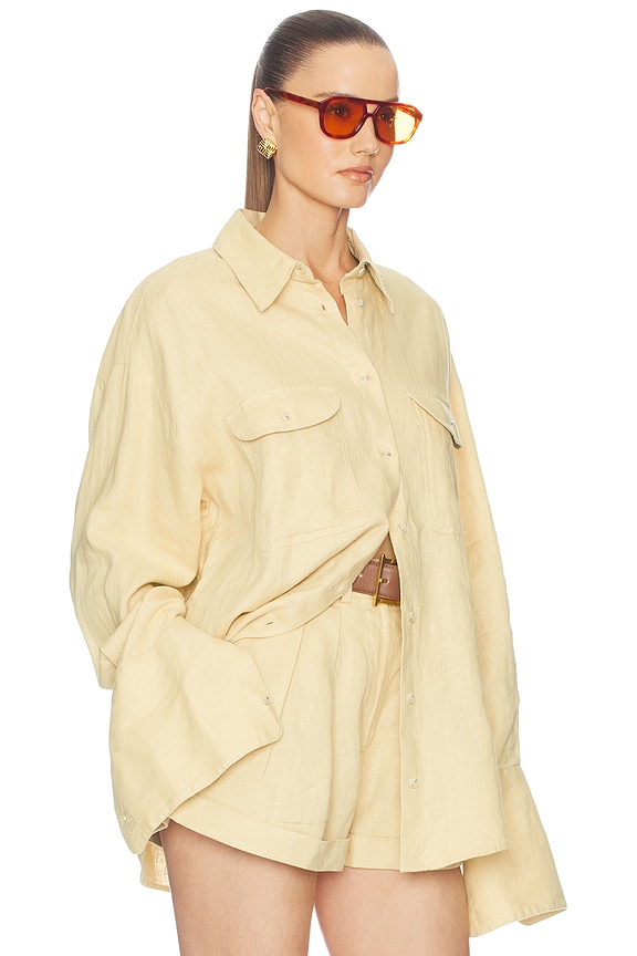 view 2 of 5 CAMISA WASHED LINEN SHIRT in Basket Beige