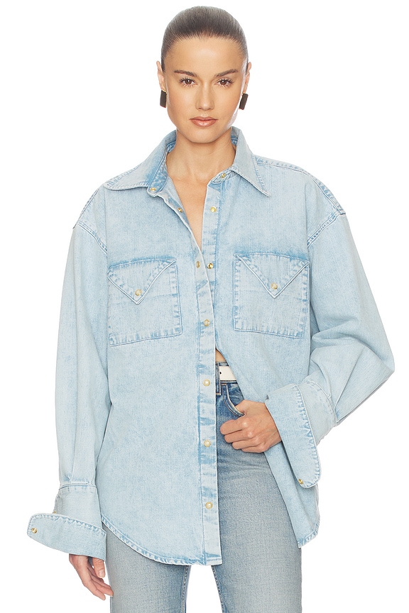 view 2 of 6 CHEMISE WASHED DENIM SHIRT in Washed Blue