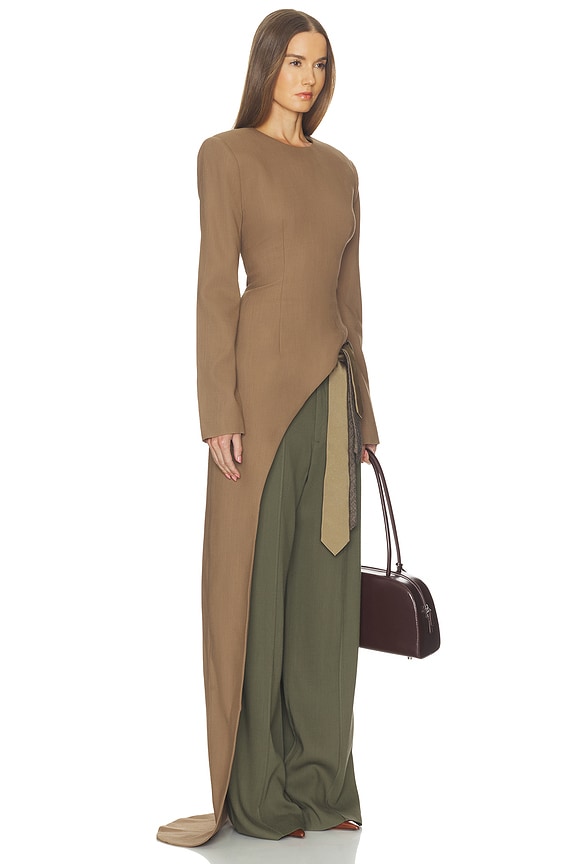 view 2 of 4 Wool Blend Asymmetrical Tunic in Toffee