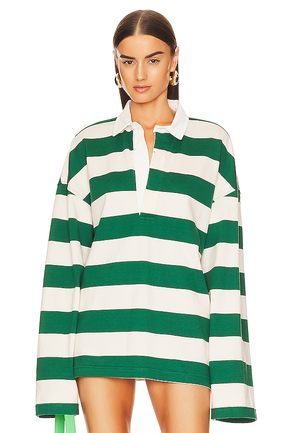 view 2 of 5 CHEMISE OVERSIZED RUGBY in Green & Ivory Stripe