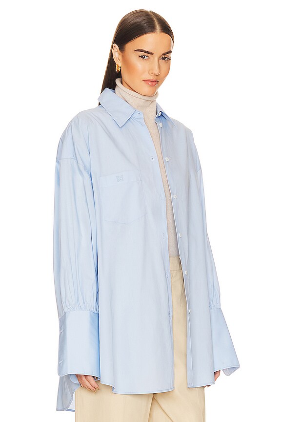 view 2 of 5 Cotton Poplin Oversized Shirt in Sky Blue