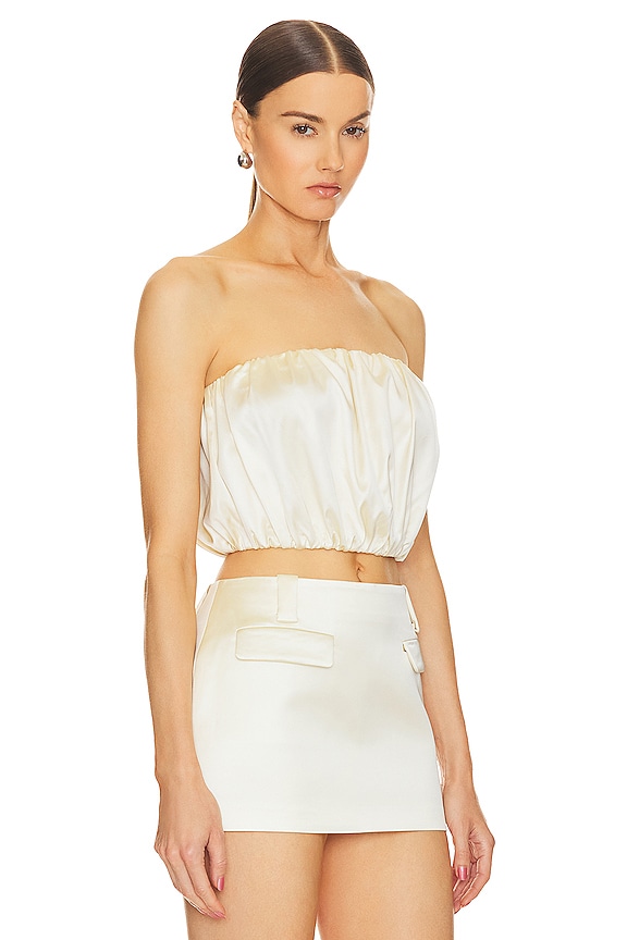 view 2 of 4 Heavy Satin Bubble Top in Bone