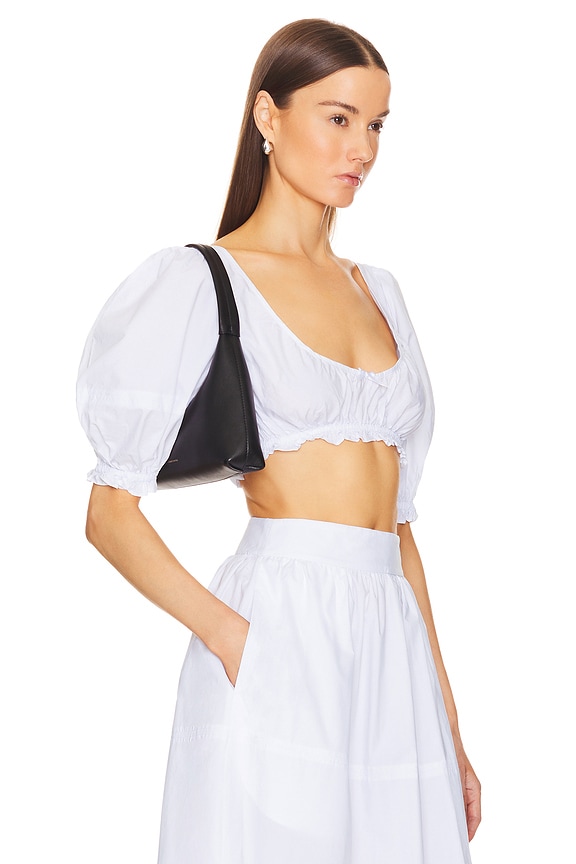 view 2 of 4 POPLIN CROPPED PEASANT 탑 in White