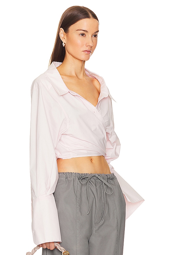 view 2 of 4 Poplin Wrap Shirt in Pale Pink