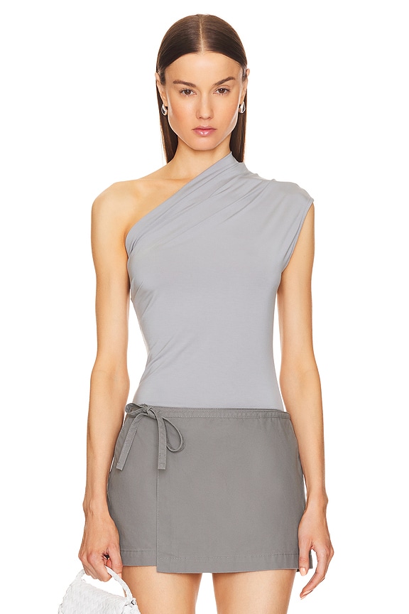 view 2 of 4 Jersey Asymmetrical Top in Dove Grey