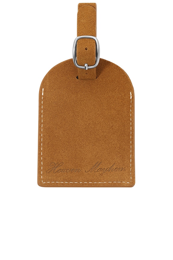 view 2 of 2 Luggage Tag in Brown Suede