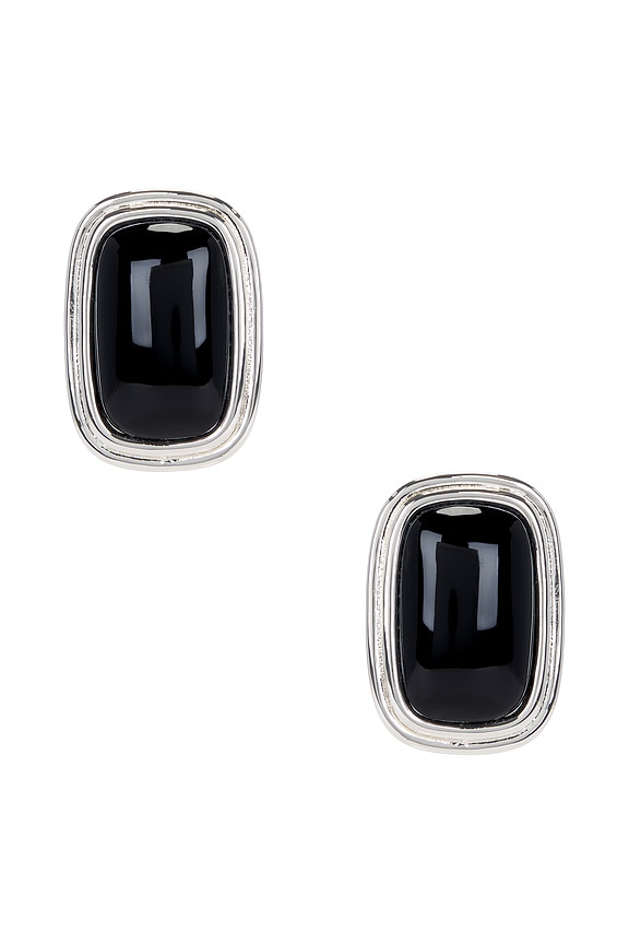 view 1 of 2 Ribbon Earrings in Black & Silver
