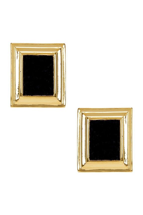 view 1 of 2 Plaza Earrings in Gold & Black Velvet