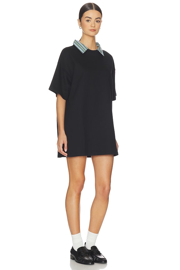 view 2 of 3 T-shirt Dress in Black With Green Stripe
