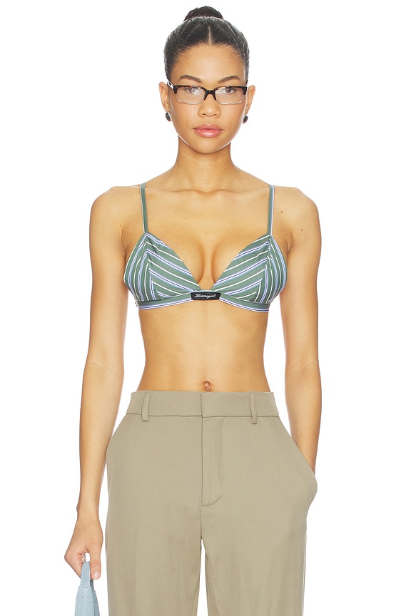 view 1 of 4 Shirting Bralette in Green Porto Stripe