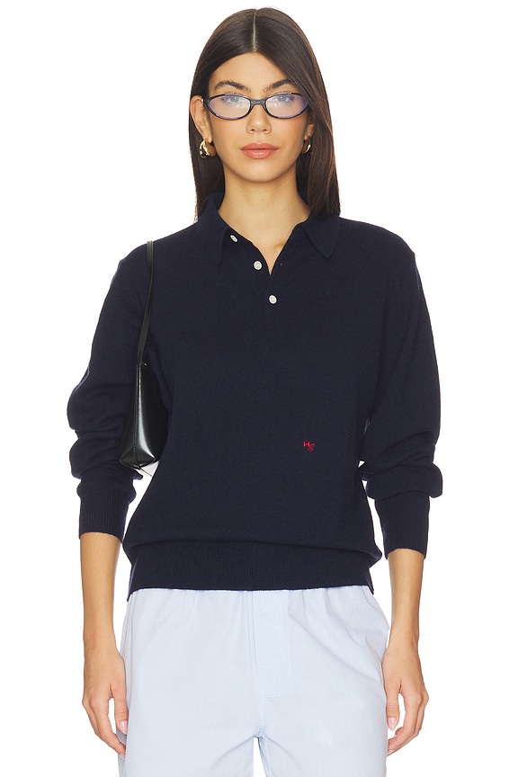 view 1 of 5 Long Sleeve Polo in Navy