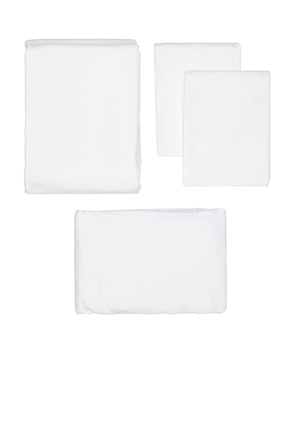 view 2 of 2 Essential Percale Bedding Queen Sheet Set in White