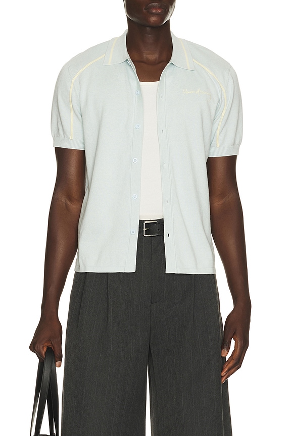 view 1 of 5 Button Down Knitted Polo in Sky Blue