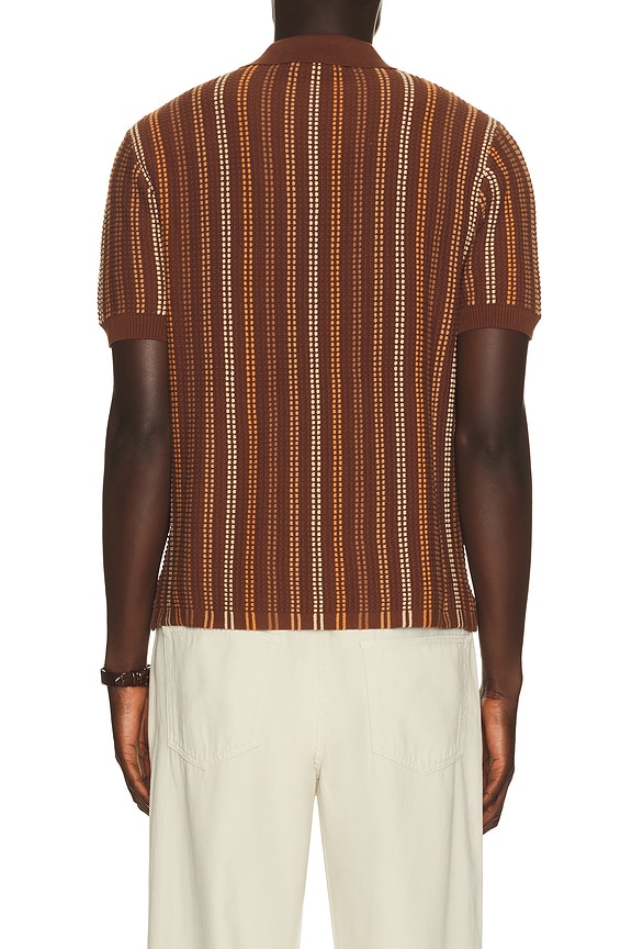 view 2 of 5 Stripe Knitted Polo in Cinnamon Brown