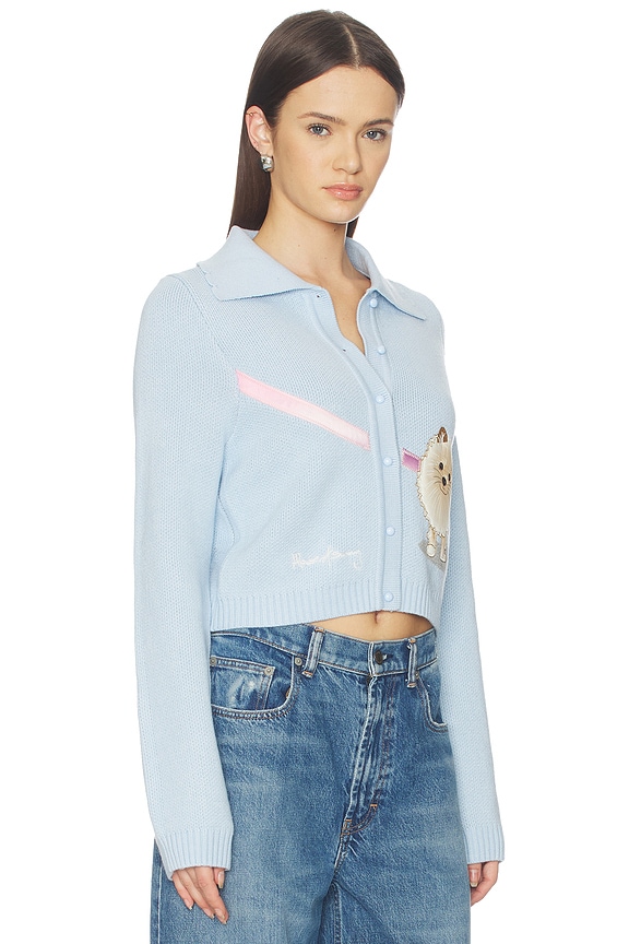 view 2 of 6 Pom Pom Tripper Cardigan in Sky Blue