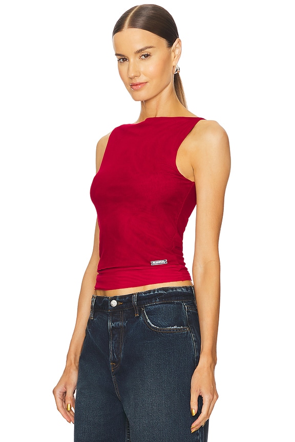 view 2 of 5 Multi Layer Mesh Vest in Cherry Red