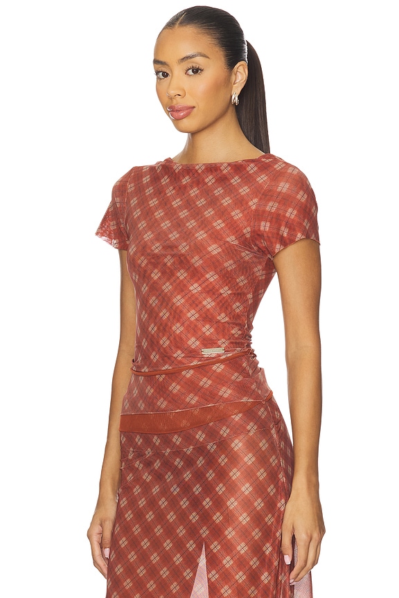 view 2 of 5 Retro Check Mesh Top in Multi