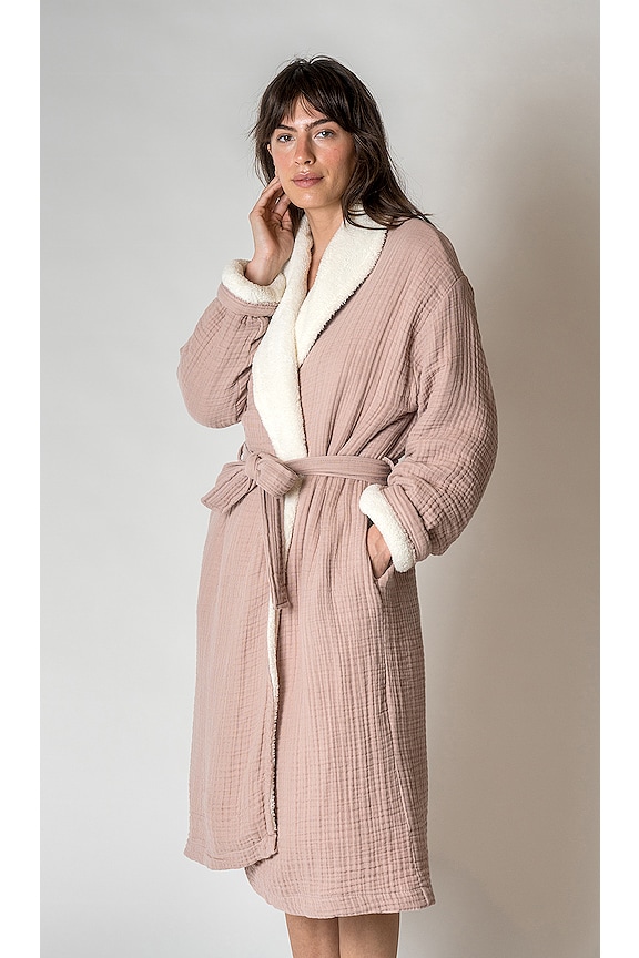 view 2 of 5 ALBORNOZ ALAIA SHERPA ROBE in Dusy Rose
