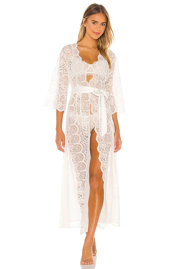 view 2 of 4 Brigitte Lace Robe in White