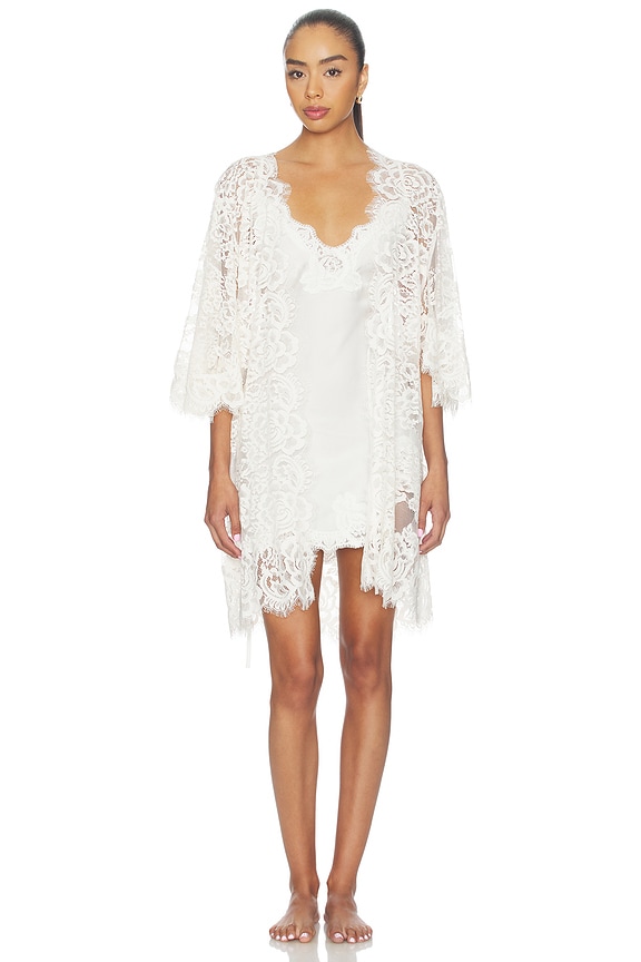 view 2 of 5 Peyton Short Lace Robe in Ivory