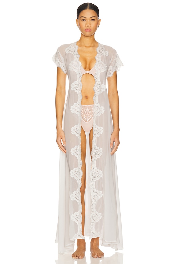 view 1 of 5 Farrah Long Lace Robe in Ivory