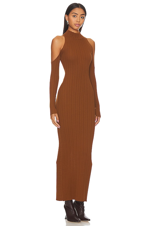 view 2 of 3 x REVOLVE Auren Cold Shoulder Dress in Chocolate Brown