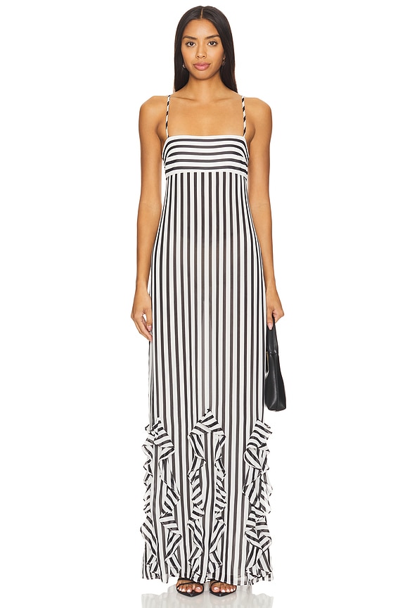 view 2 of 5 x REVOLVE Nieve Maxi Dress in Black & White Stripe
