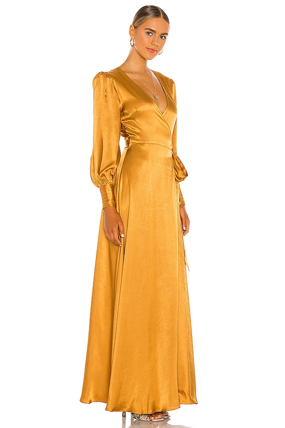 view 2 of 3 ROBE DRAPÉE MAXI in Gold