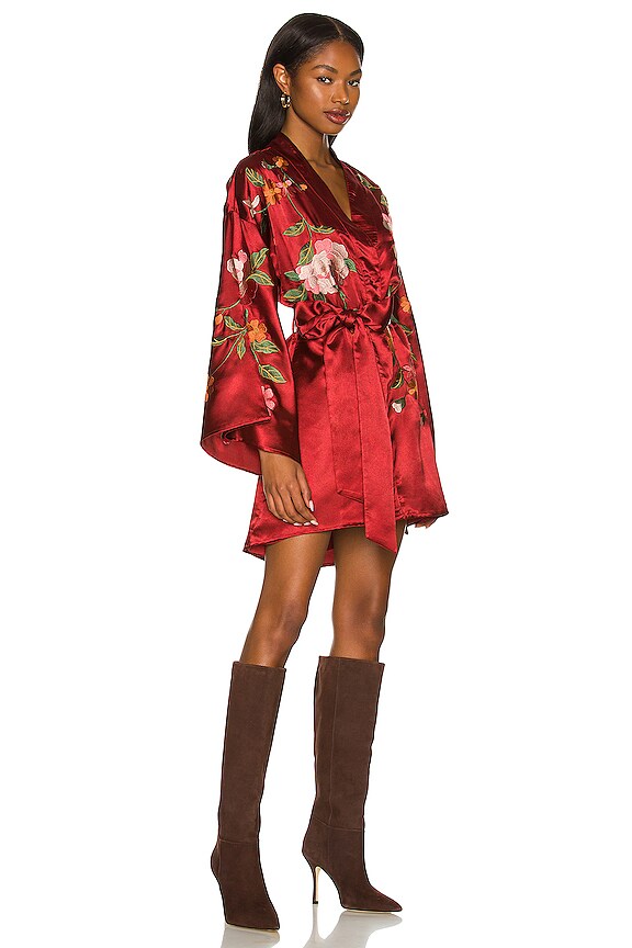 view 2 of 4 x REVOLVE Mika Kimono Mini Dress in Burgundy Multi