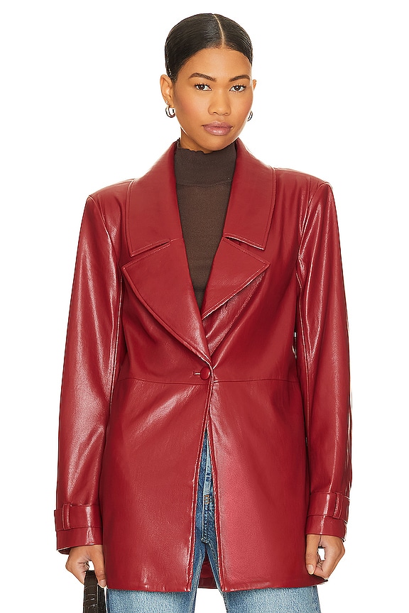 view 2 of 5 x REVOLVE Bordeaux Faux Leather Blazer in Red