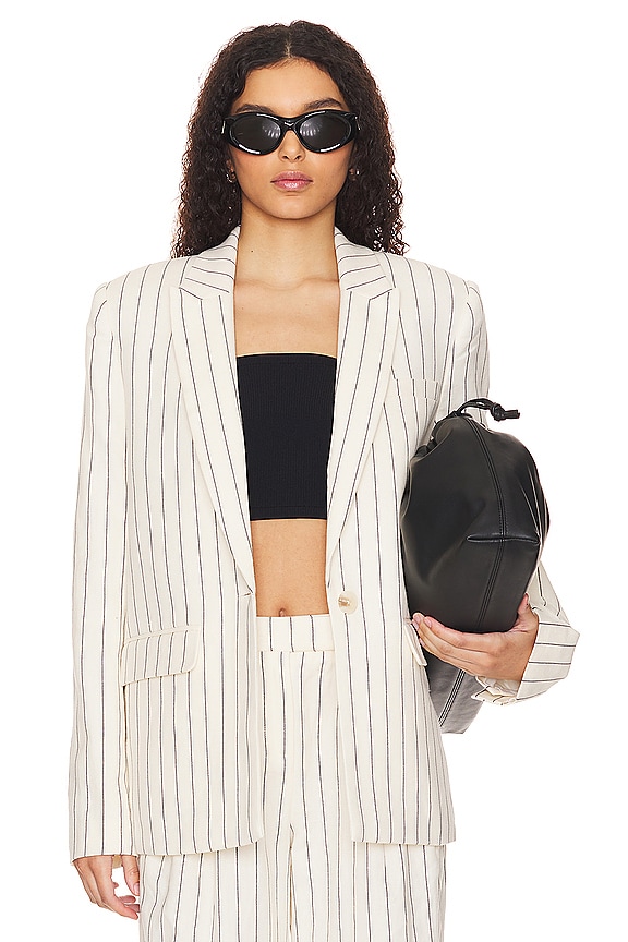 view 2 of 6 x REVOLVE Celia Oversized Blazer in Cream & Indigo