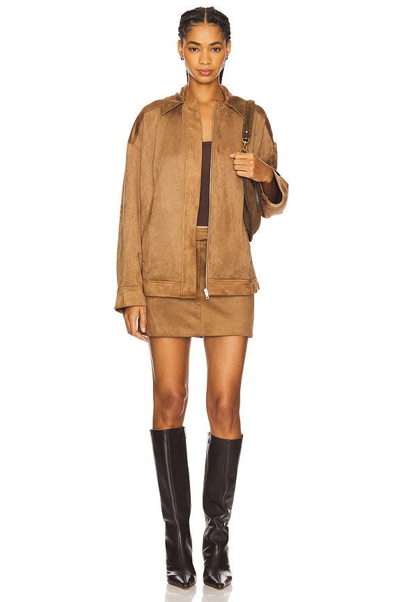 House of Harlow 1960 x REVOLVE Della Faux Suede Jacket in Camel
