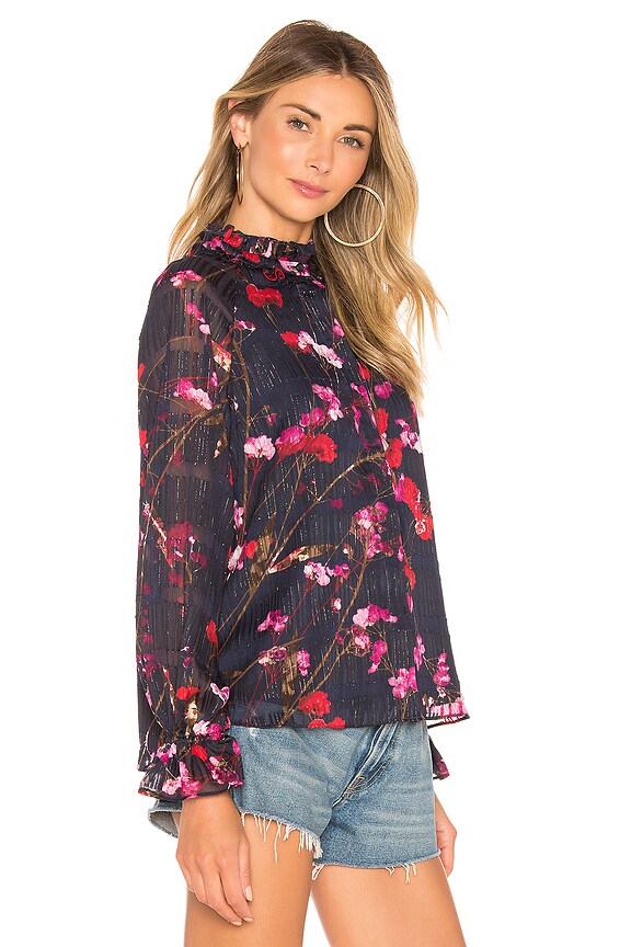 view 2 of 5 TOP MANGA LARGA LINUS in Navy Floral