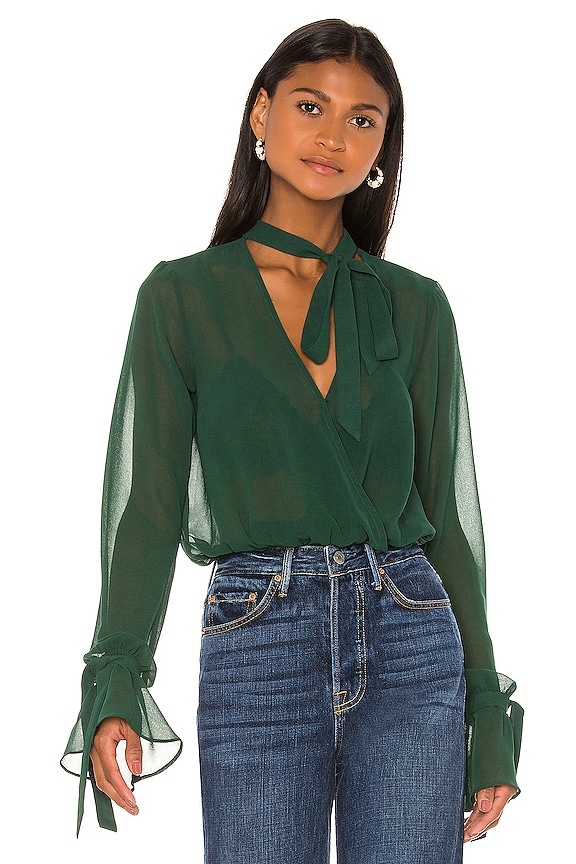 view 2 of 5 x REVOLVE Joli Tie Cuff Blouse in Forest Green