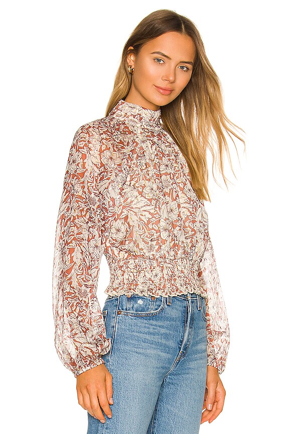 view 2 of 5 x REVOLVE Brandice Blouse in Brown & Ivory Floral