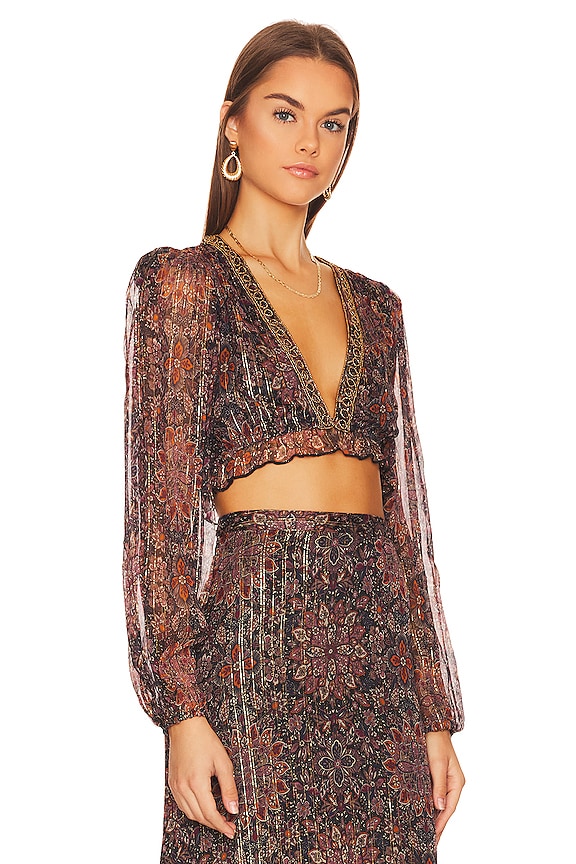 view 2 of 5 x REVOLVE Marella Metallic Top in Rust Floral Multi